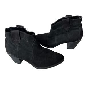 Faded Glory Size 8 Black Block Heel Western Cowboy Carter Ankle Booties Boots